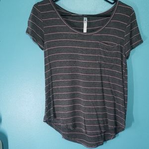 Love charm striped pocket tee